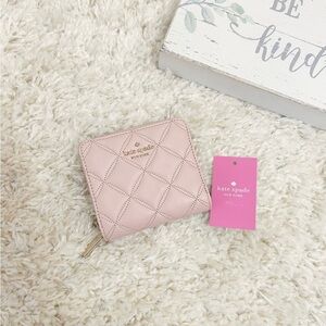 NWT! Kate Spade Small Quilted Wallet in Pink/ Rose smke